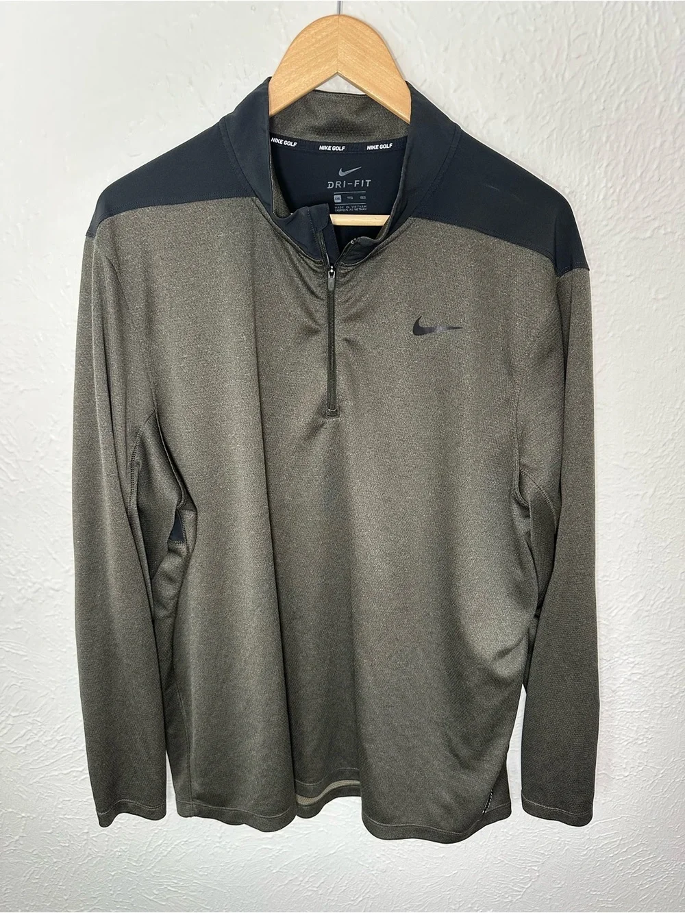 Nike Golf Dri-FIT Quarter Zip Pullover Men XXL Olive Black Performance Athletic